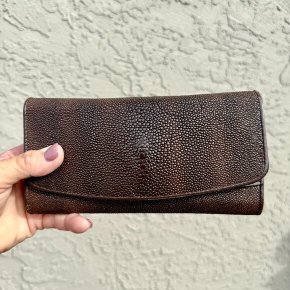 Very Nice Brown Sting Ray Leather Wallet - Picture 1 of 10